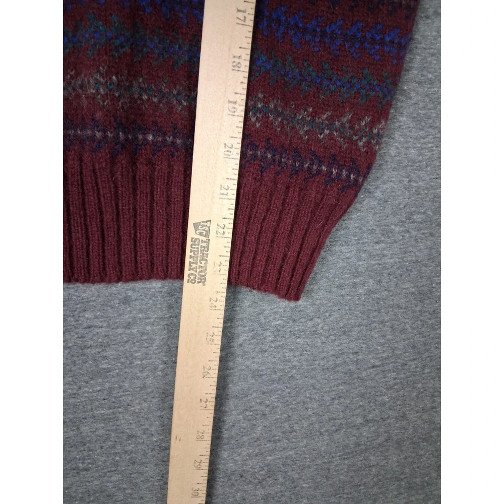 Nordstrom Mens Sweater S Red Fair Isle Made In Scotland 100% Wool Vest VTG Cabin